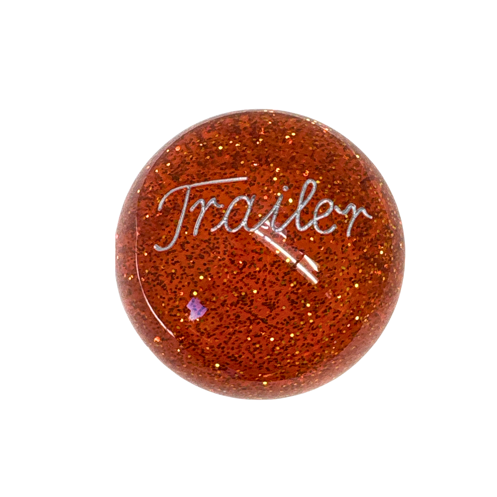 Brake Knob | Glitter Engraved Trailer Silver V1 Orange | Twisted Shifterz