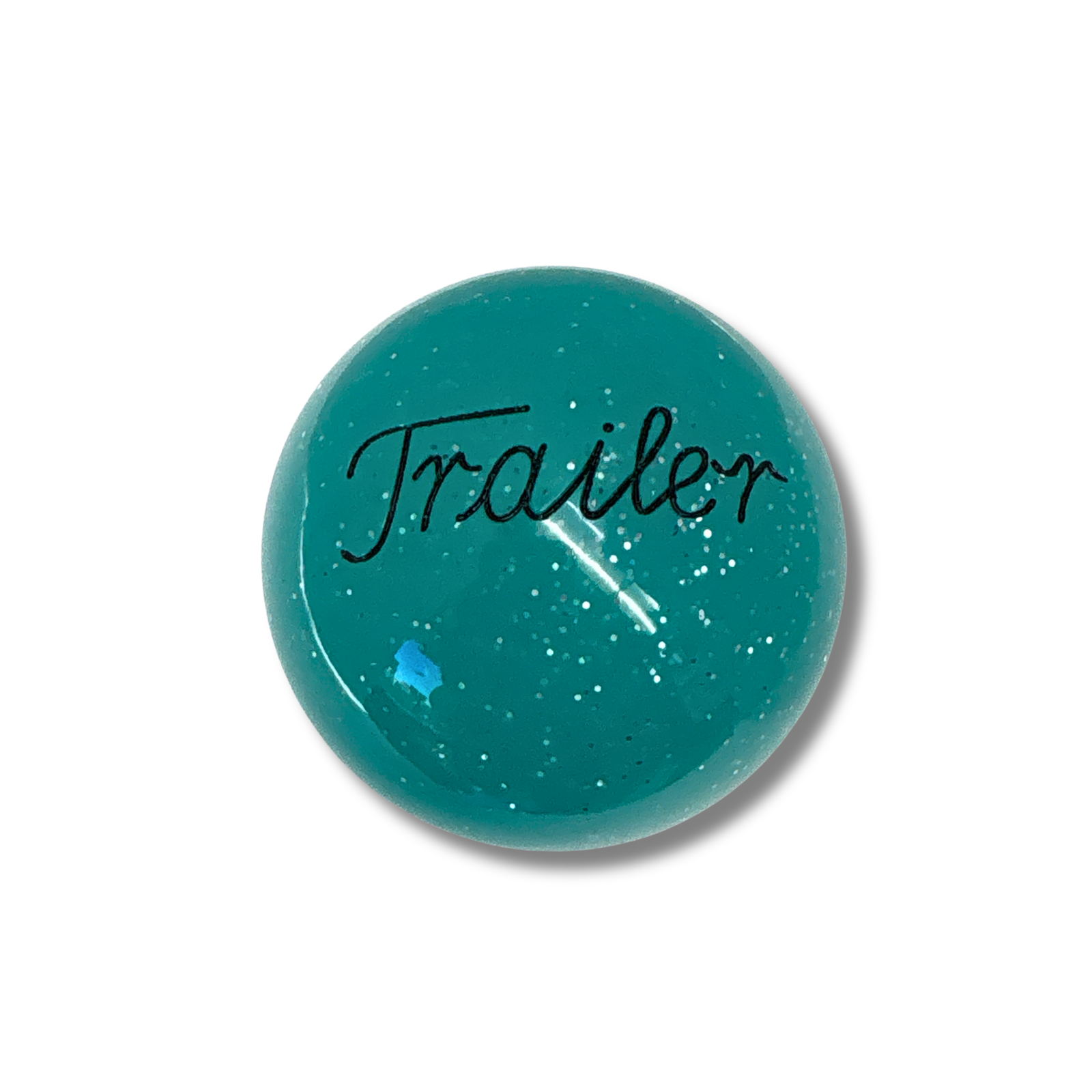 Brake Knob | Glitter Engraved Trailer Silver V1 Teal | Twisted Shifterz