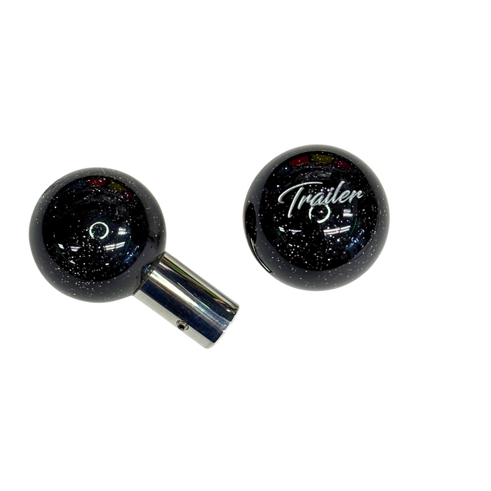 Brake Knob | Glitter Engraved Trailer Silver V2 Black | Twisted Shifterz
