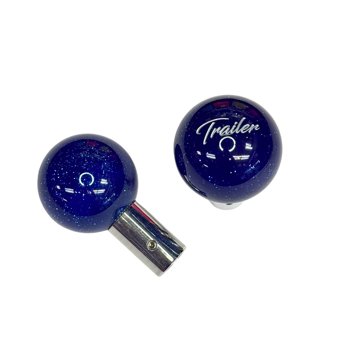 Brake Knob | Glitter Engraved Trailer Silver V2 Blue | Twisted Shifterz
