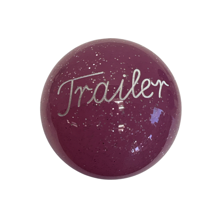 Brake Knob | Glitter Engraved Trailer White V1 Pink | Twisted Shifterz
