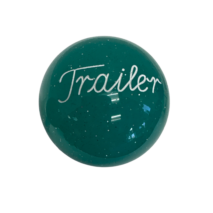 Brake Knob | Glitter Engraved Trailer White V1 Teal | Twisted Shifterz