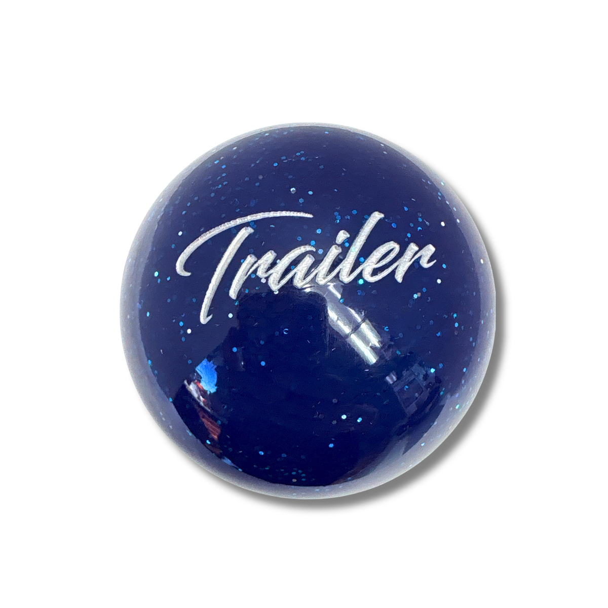 Brake Knob | Glitter Engraved Trailer White V2 Blue | Twisted Shifterz