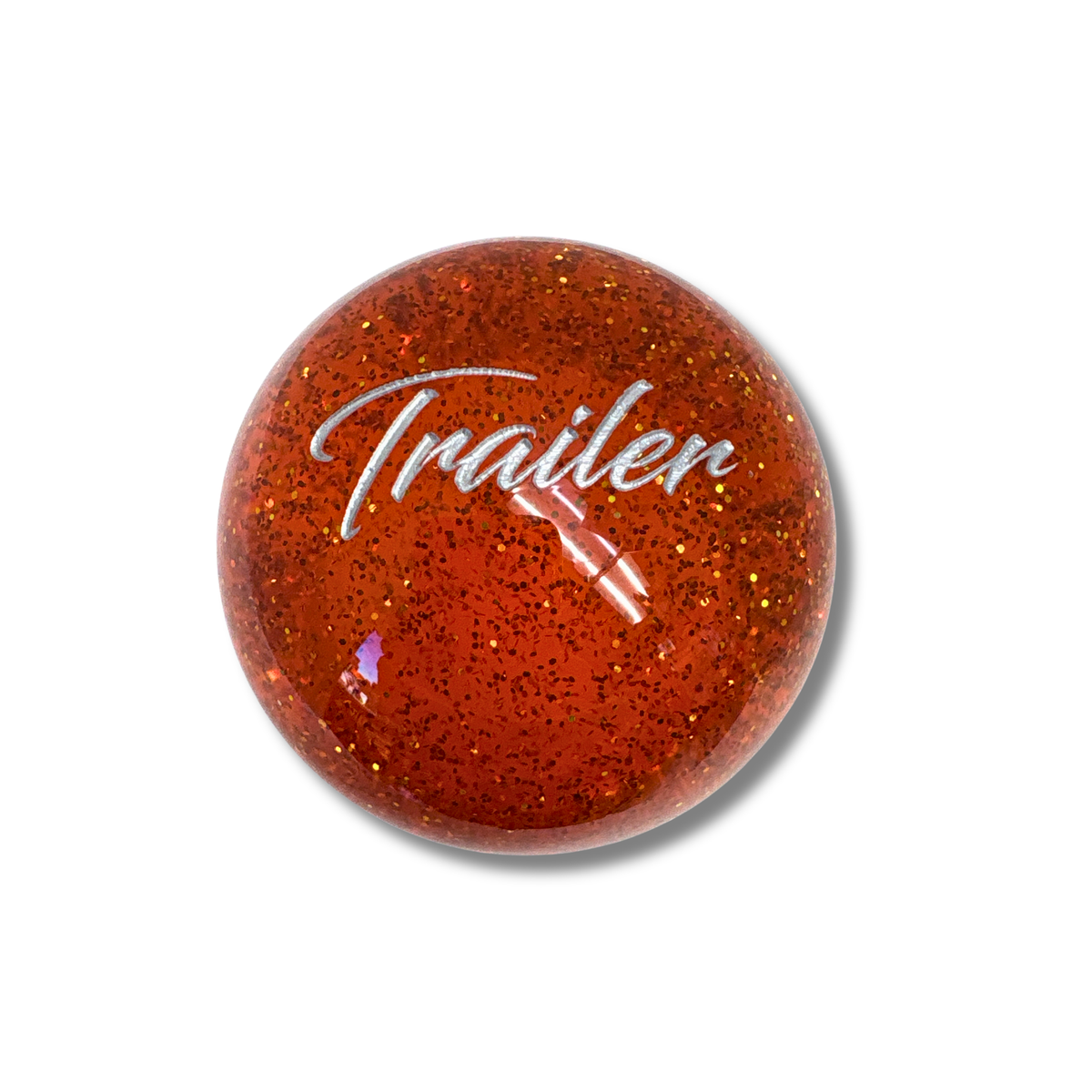 Brake Knob | Glitter Engraved Trailer White V2 Orange | Twisted Shifterz