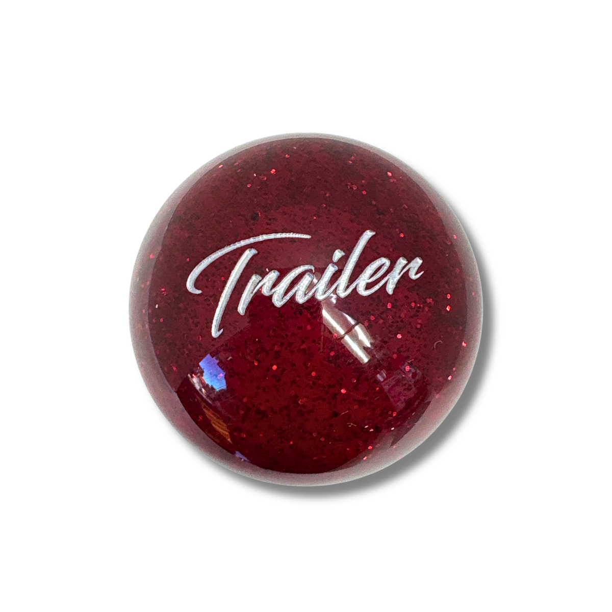Brake Knob | Glitter Engraved Trailer White V2 Red | Twisted Shifterz