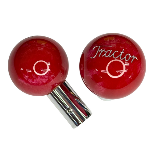 Brake Knob | Pearl Engraved "Tractor" V1 Red Silver | Twisted Shifterz