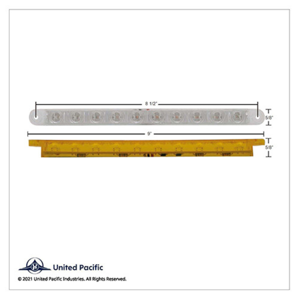 10 LED 9″ Light Bar (Stop Turn &amp; Tail) | Red LED Clear Lens | United Pacific