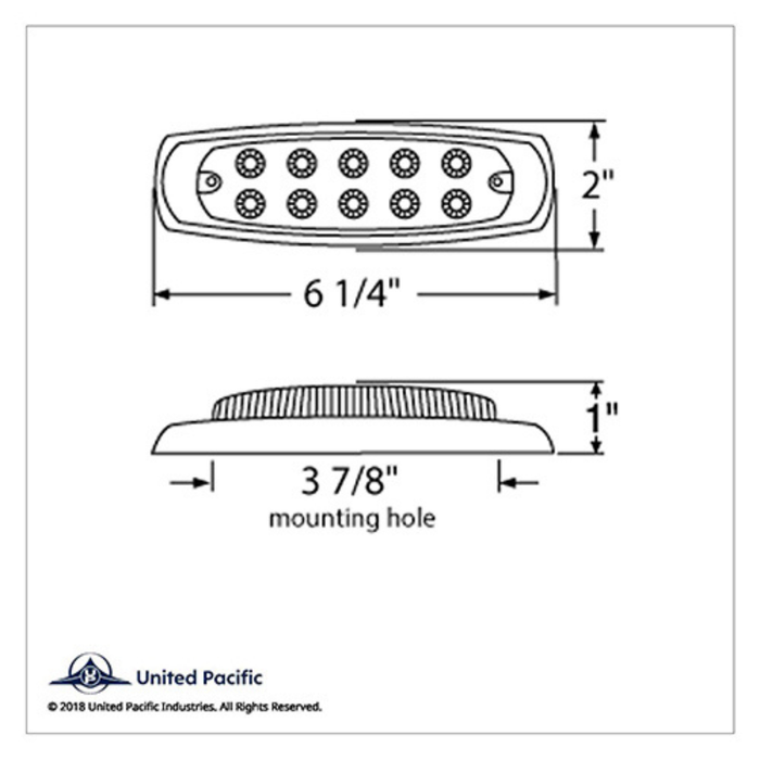 10 LED Reflector Rectangular Clearance / Marker Light | Clear Lens Red LED | United Pacific