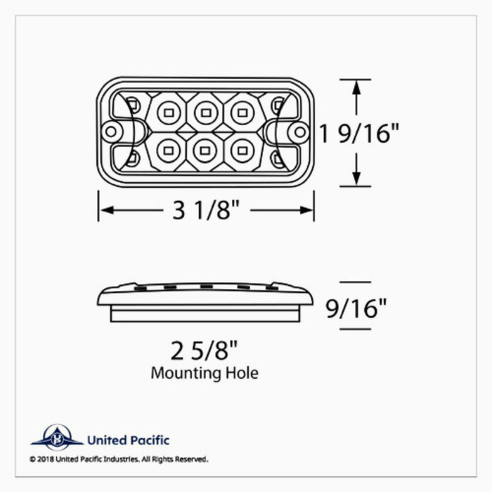 10 LED Dual Function Rectangular Light | Amber / Clear Lens | United Pacific