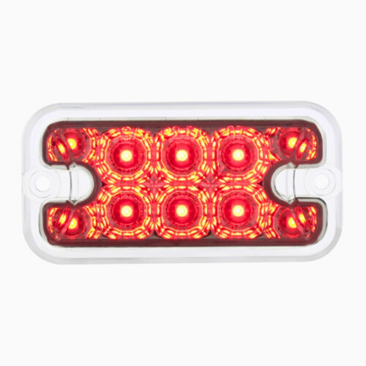 10 LED Dual Function Rectangular Light | Reflector Red / Clear Lens | United Pacific