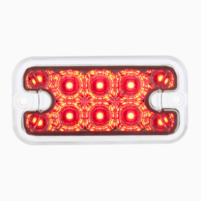 10 LED Dual Function Rectangular Light | Reflector Red / Clear Lens | United Pacific