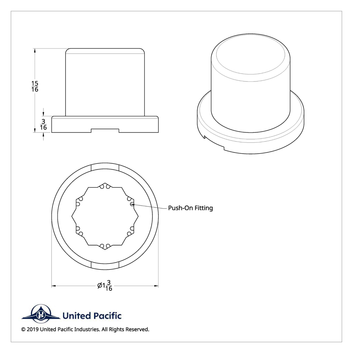 Flat Top Nut Cover | 11/16" x 15/16" | Chrome | United Pacific