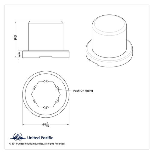 Flat Top Nut Cover | 11/16" x 15/16" | Chrome | United Pacific