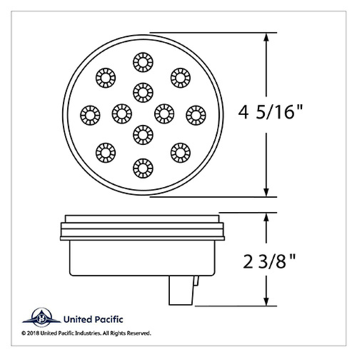 12 LED 4" Round Reflector Light | Stop Turn & Tail | Red LED Clear Lens | United Pacific