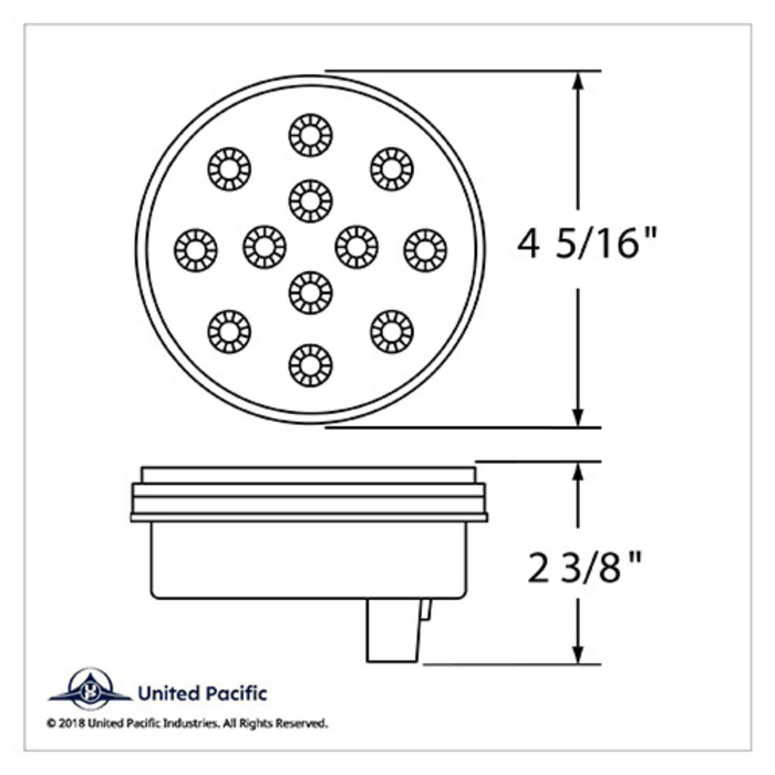 12 LED 4" Round Reflector Light | Stop Turn & Tail | Red LED Clear Lens | United Pacific