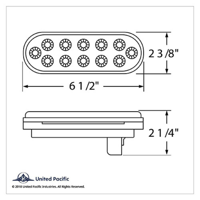 12 LED 6″ Oval Reflector Light (Stop Turn Tail) | Red LED | Clear Lens | United Pacific