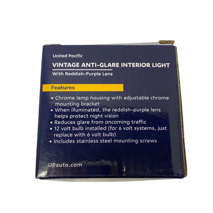 12 Volt Vintage Anti Glare Interior Purple Light | Chrome Housing | United Pacific