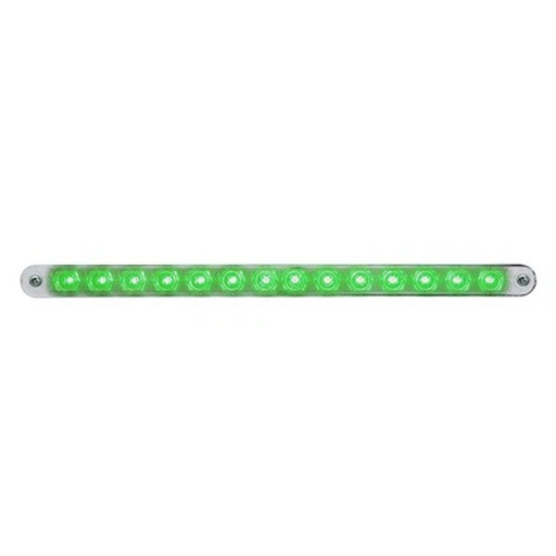 14 LED 12″ Auxiliary Strip Light with Bezel | Green LED Clear Lens | United Pacific