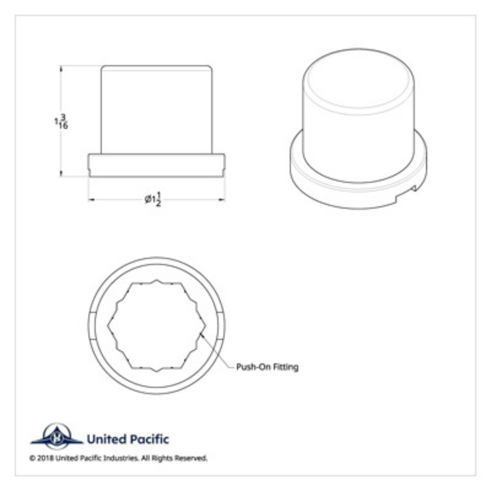 Flat Top Nut Cover | 15/16" x 1-3/16" | Chrome | United Pacific