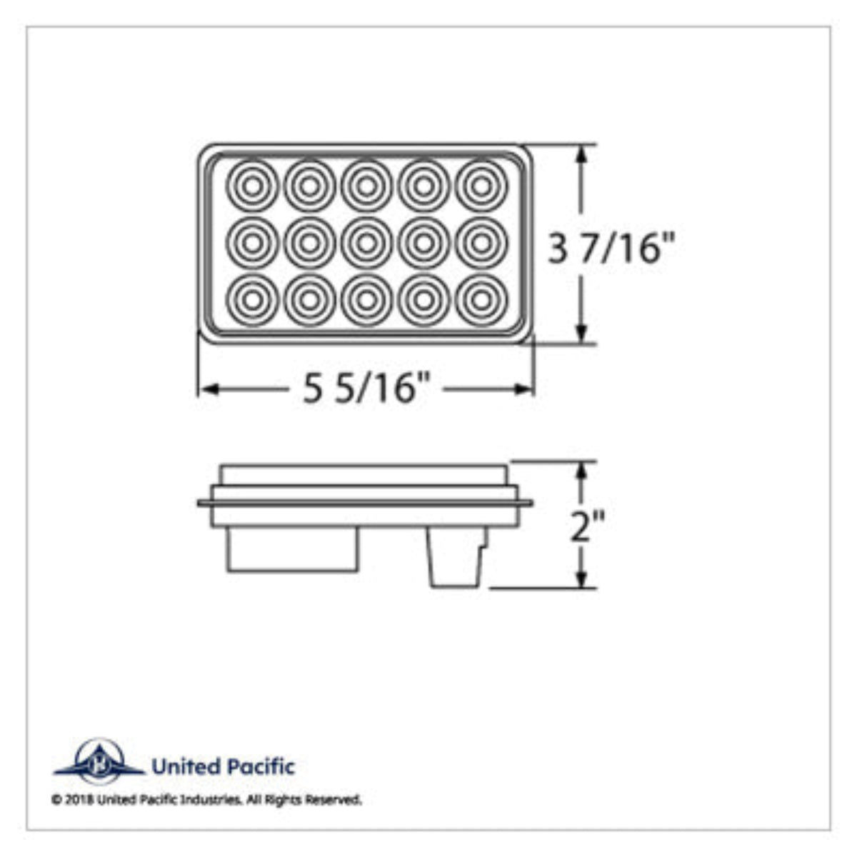 15 LED Rectangular Back-Up Light | White LED | United Pacific