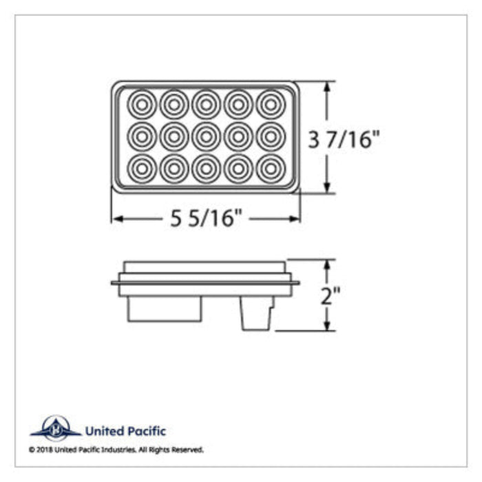 15 LED Rectangular Back-Up Light | White LED | United Pacific