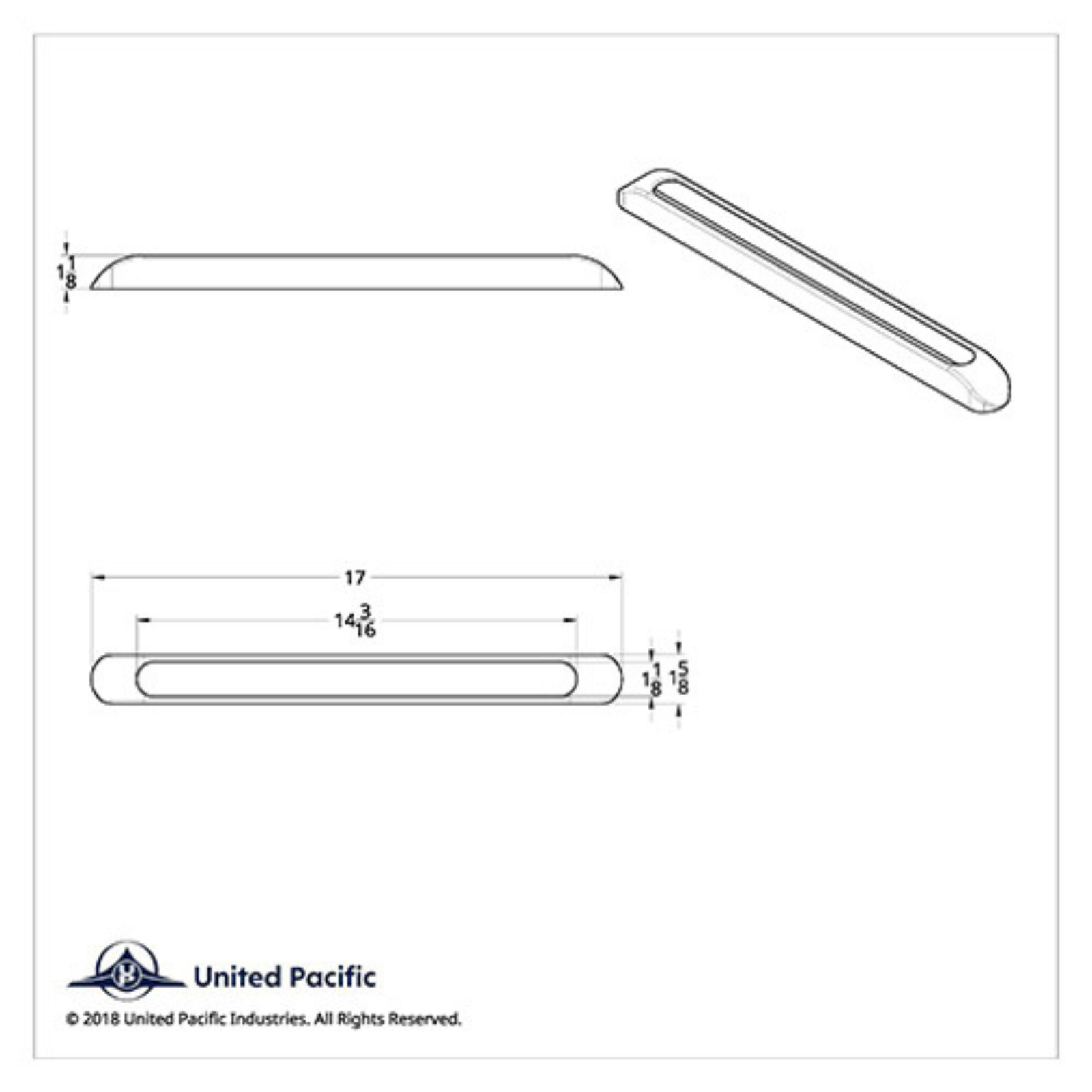 17″ LED Light Bar Bezel | Chrome Finish | For 11-LED Bars 38469 and 38470 | United Pacific