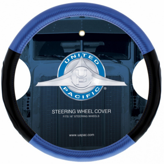 18 Inch Carbon Fiber Pattern Steering Wheel Cover | Blue Stitching | United Pacific