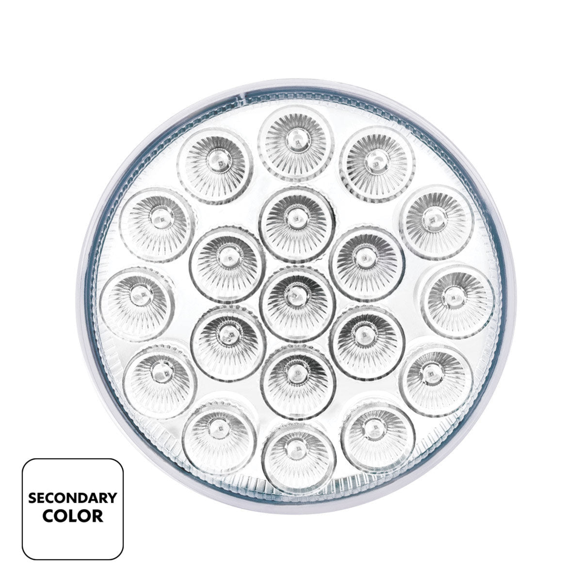 19 LED 4″ Round Double Fury Light | Stop &amp; Turn | Red &amp; White LED Clear Lens | United Pacific
