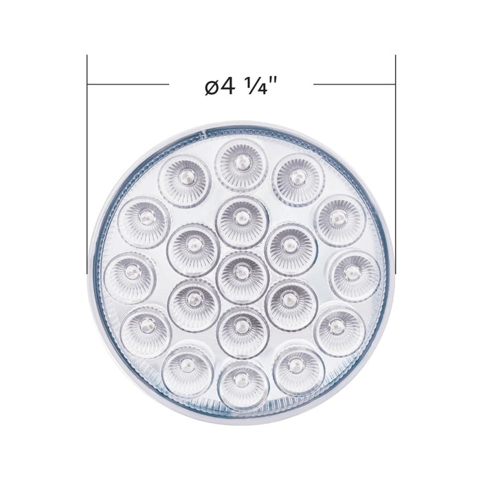 19 LED 4″ Round Double Fury Light | Stop & Turn | Red & White LED Clear Lens | United Pacific