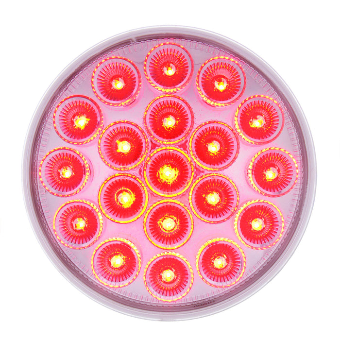 19 LED 4″ Round Double Fury Light | Stop Turn Tail with Amber Warning | Red & Amber LED Clear Lens | United Pacific