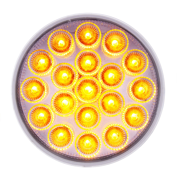19 LED 4″ Round Double Fury Light | Stop Turn Tail with Amber Warning | Red & Amber LED Clear Lens | United Pacific