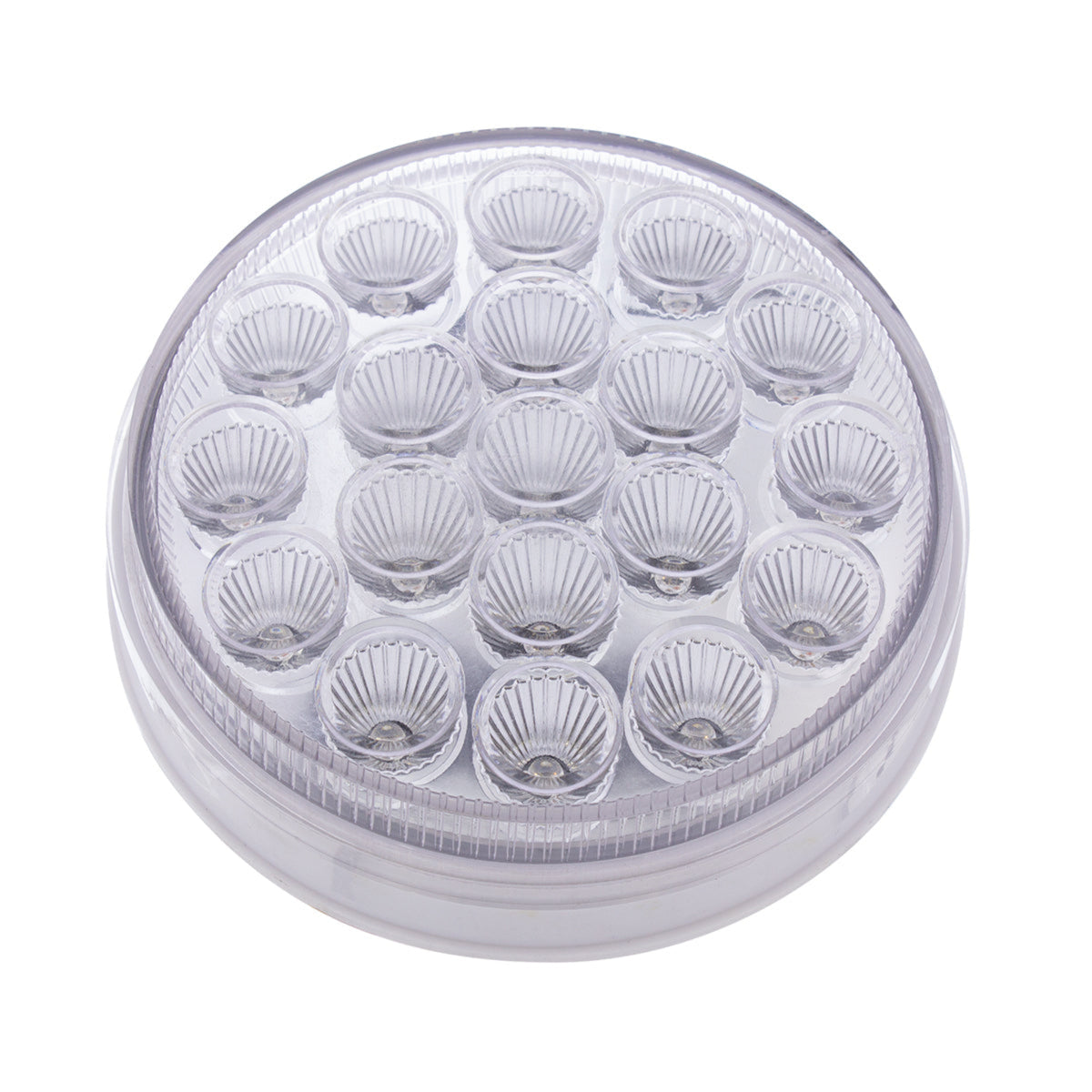 19 LED 4″ Round Double Fury Light | Stop Turn Tail with Amber Warning | Red &amp; Amber LED Clear Lens | United Pacific