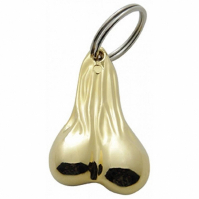 2-1/2 Inch Die-Cast Low-Hanging Balls Keychain | Gold Finish | United Pacific