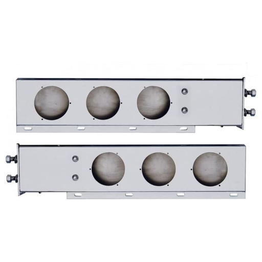 430 Stainless Spring Loaded Light Bar | 2-1/2" Bolt Pattern | Three 4" Cutouts | Pair | United Pacific