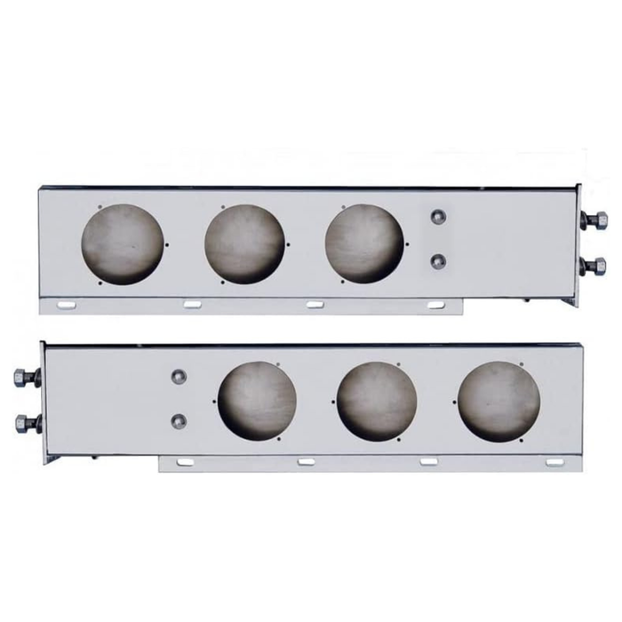 430 Stainless Spring Loaded Light Bar | 2-1/2" Bolt Pattern | Three 4" Cutouts | Pair | United Pacific