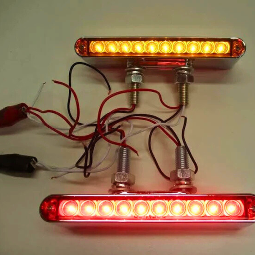 20 LED 6-1/2" Double Face Light Bar | Amber & Red Lens Amber & Red LED | United Pacific