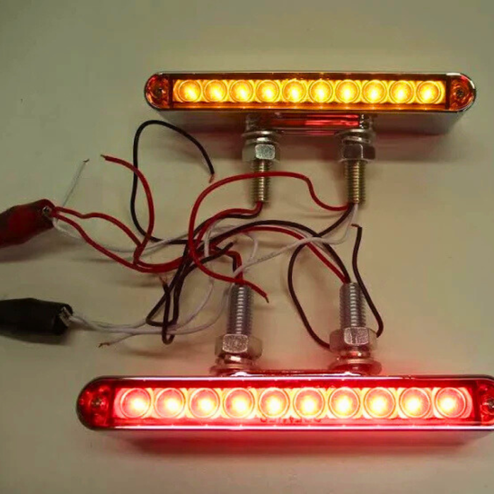 20 LED 6-1/2" Double Face Light Bar | Amber & Red Lens Amber & Red LED | United Pacific