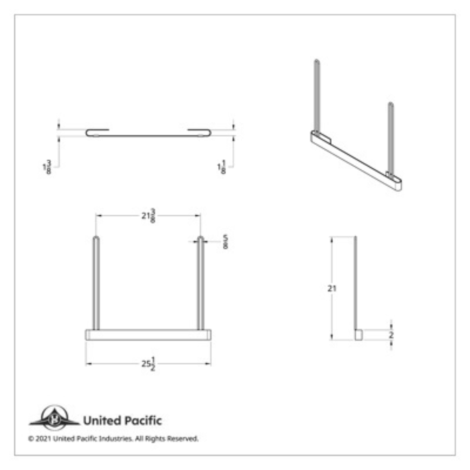 24" x 21" Chrome Anti-Sail Bracket with 2" Bottom Plate | Universal | United Pacific