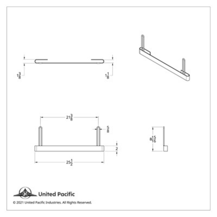24" x 9" Chrome Anti-Sail Bracket with 2" Bottom Plate | Peterbilt Battery Box | United Pacific