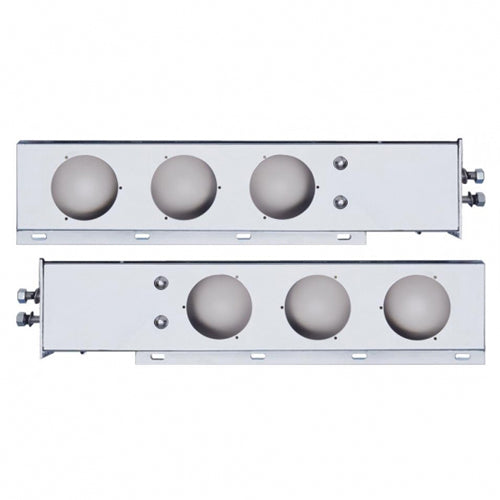 430 Stainless Spring Loaded Light Bar | 2" Bolt Pattern | Three 4" Cutouts | Pair | United Pacific