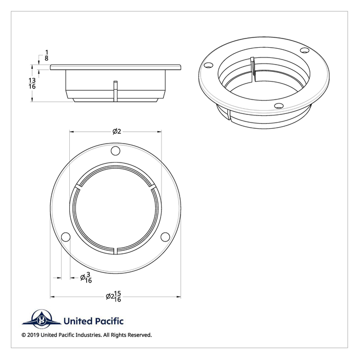 2″ Mounting Bezel | Chrome Plastic | United Pacific