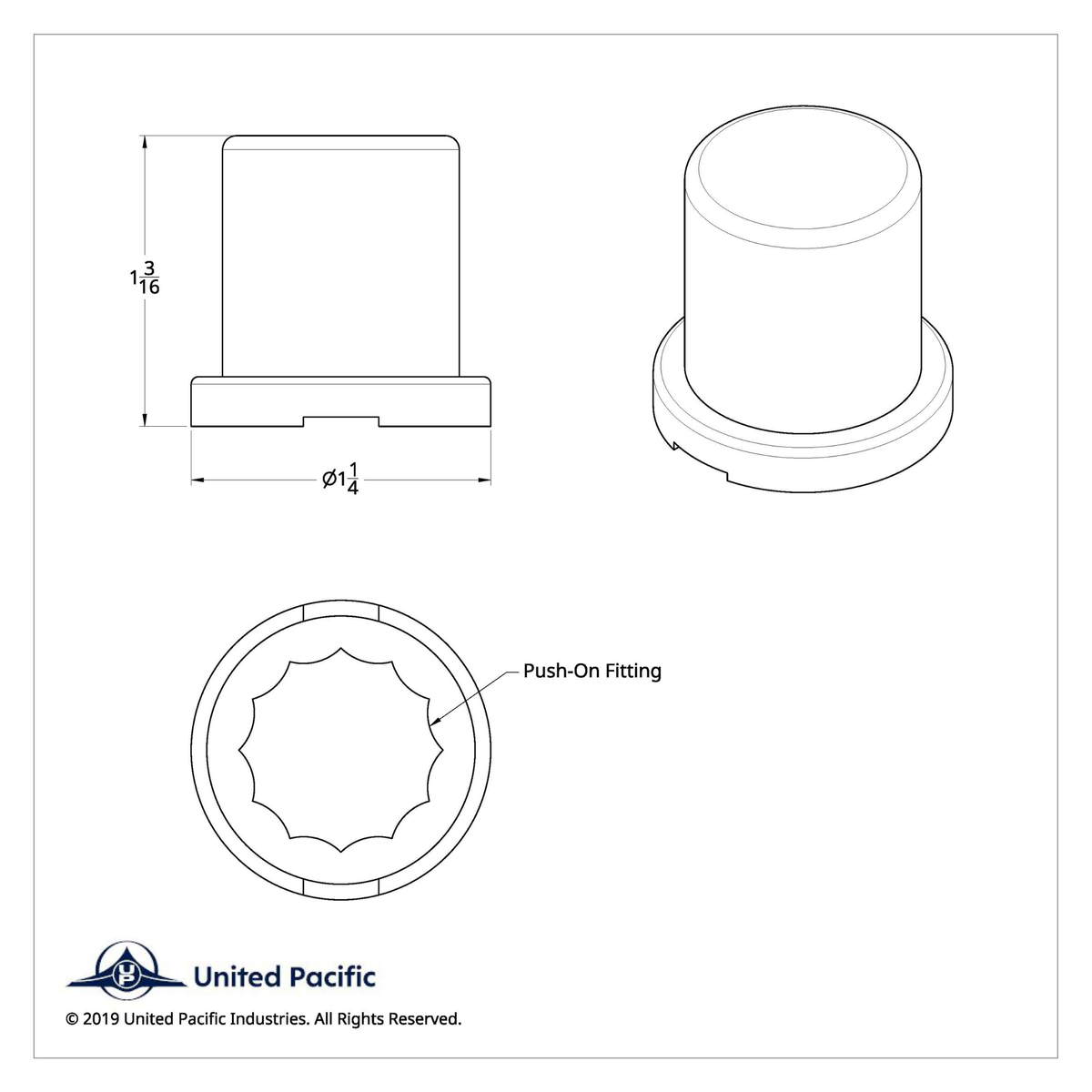 Flat Top Nut Cover | 3/4" x 1-1/4" | Chrome | United Pacific