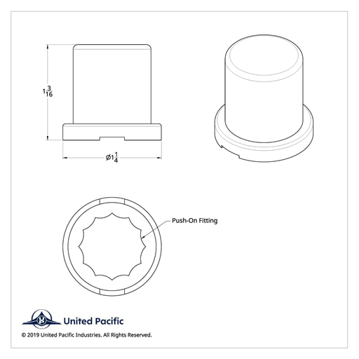 Flat Top Nut Cover | 3/4" x 1-1/4" | Chrome | United Pacific