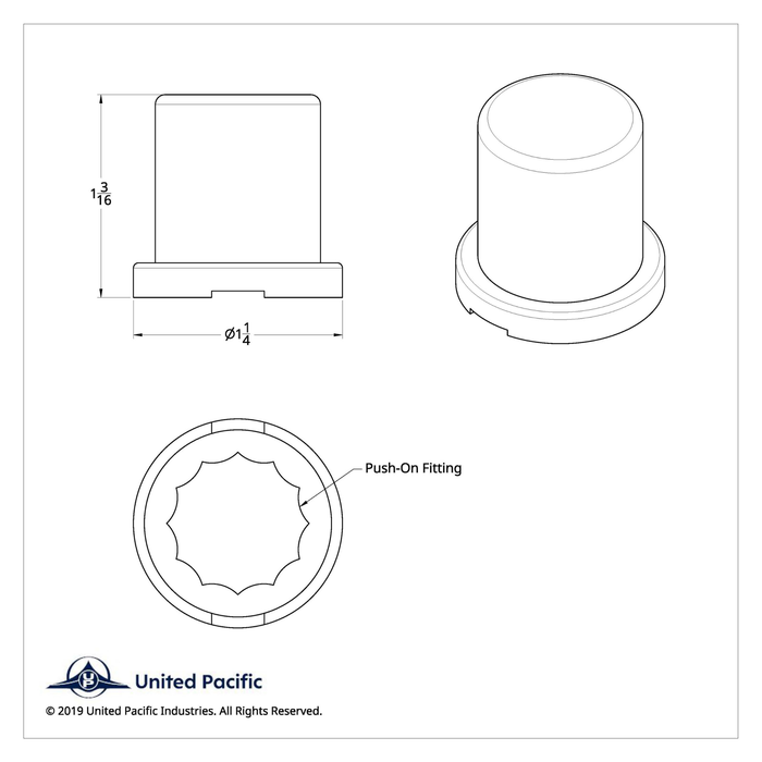 Flat Top Nut Cover | 3/4" x 1-1/4" | Chrome | United Pacific