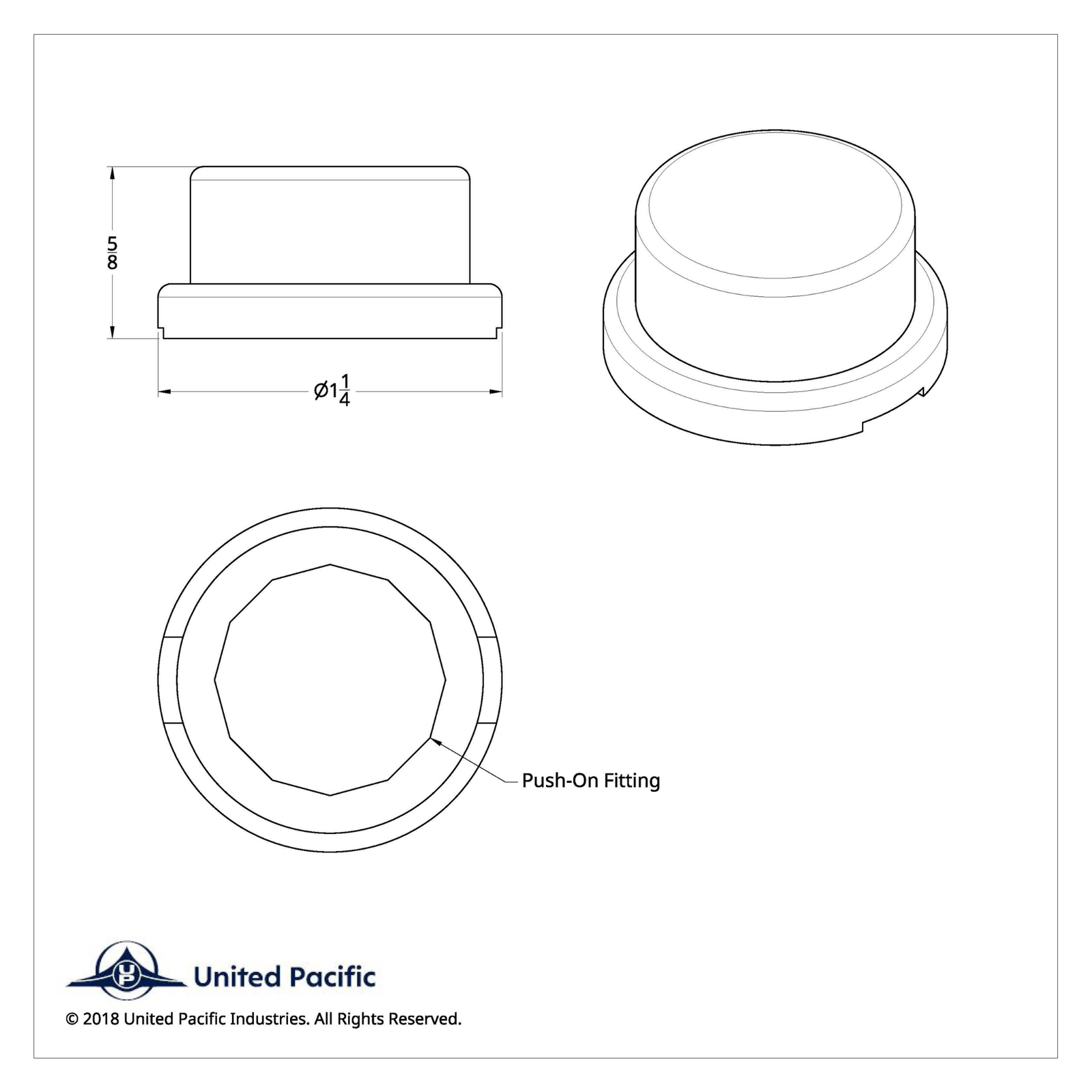 Flat Top Nut Cover | 3/4" x 5/8" | Chrome | United Pacific