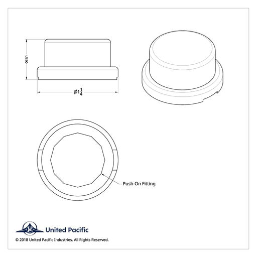 Flat Top Nut Cover | 3/4" x 5/8" | Chrome | United Pacific