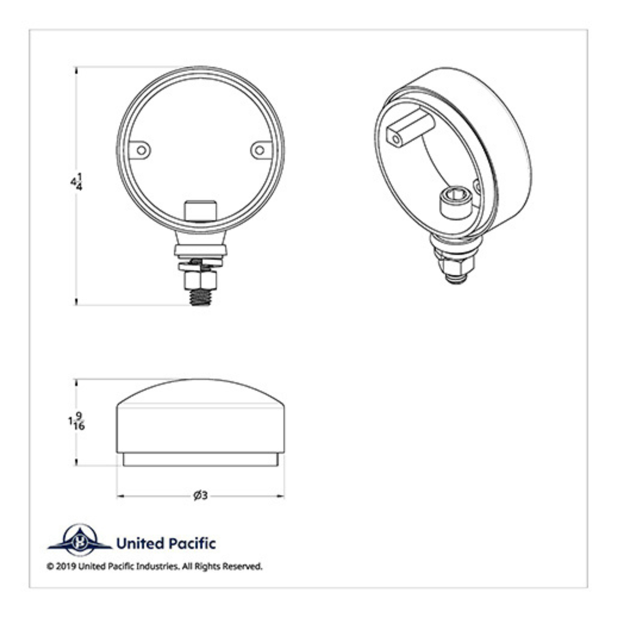 3 Inch Single Face Light Housing Chrome | United Pacific