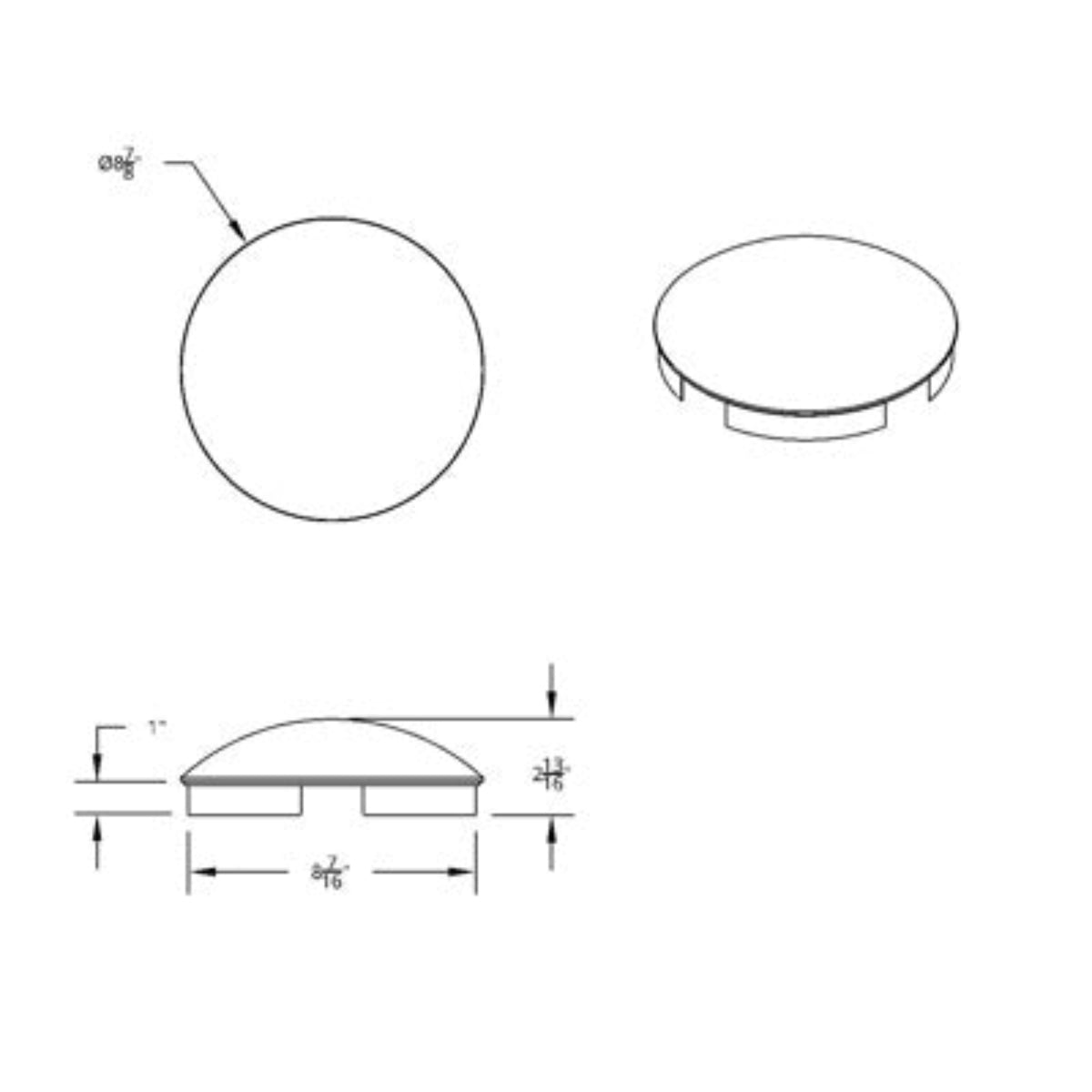 4 Even Notched Chrome Dome Front Hub Cap | 1″ Lip | 8-23/32″ Hub Bore | United Pacific