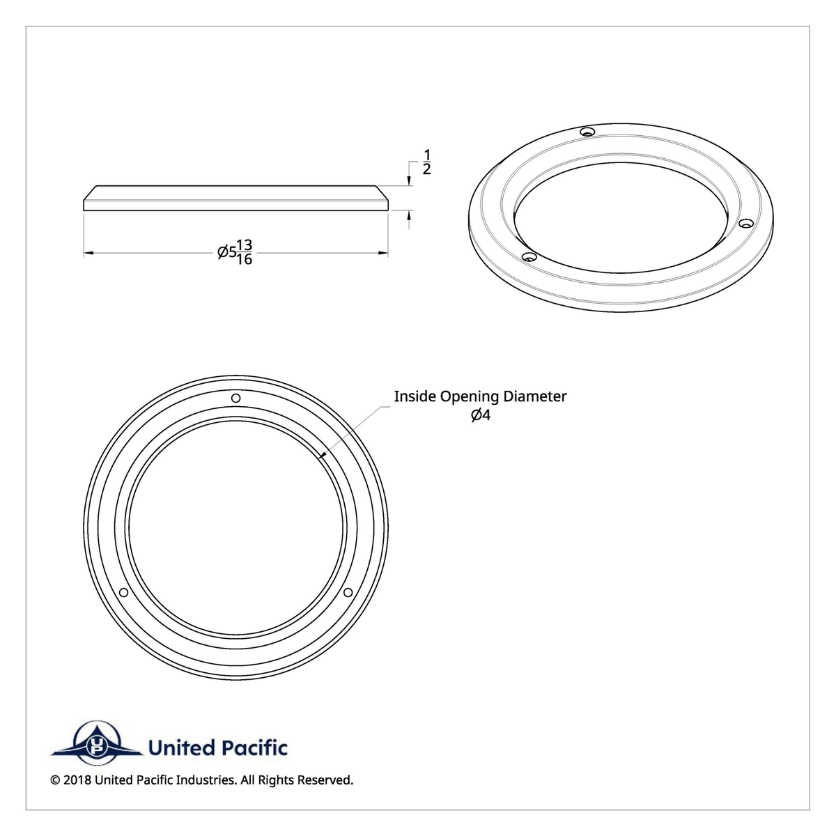 4 Inch Chrome Light Bezel | No Visor | United Pacific