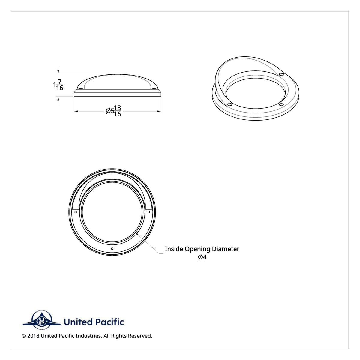 4 Inch Chrome Light Bezel | Visor | United Pacific